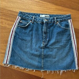Topshop Moto mini denim skirt, size 8